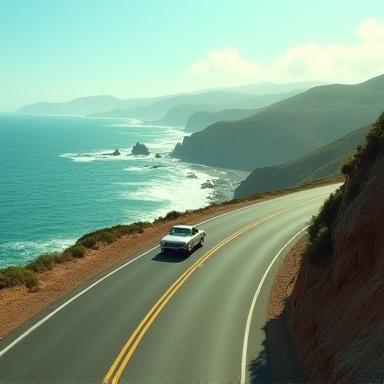 Scenic coastal highway road trip
